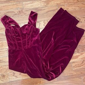 Red Velvet Jumpsuit | Size XS